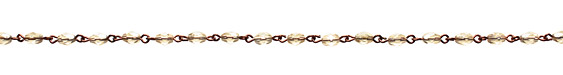 Czech Fire Polished Champagne Faceted Oval Antique Copper (plated) Bead Chain