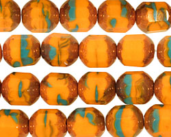 Czech Glass Bronzed Mardi Gras Faceted Barrel 10x9mm