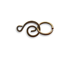 Vintaj Natural Brass Swirl Clasp Set 15x9mm, 10mm Ring