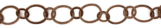 Handmade Antique Copper (plated) Brushed Oval & Ring Chain