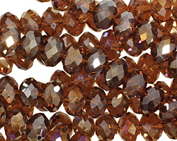 Dark Topaz AB Crystal Faceted Rondelle 8mm