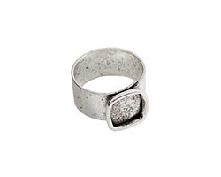 Nunn Design Antique Silver (plated) Small Square Frame Adjustable Ring 13mm