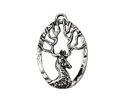 Green Girl Pewter Stag Pendant 24x36mm