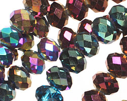 Peacock Metallics Crystal Mix Faceted Rondelle 8mm