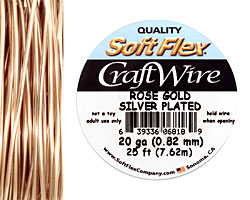 Soft Flex Silver Plated Rose Gold Craft Wire 20 gauge, 25 ft