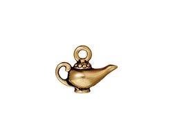 TierraCast Antique Gold (plated) Aladdin's Lamp Charm 17x13mm