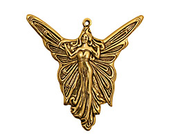 Stampt Antique Gold (plated) Madame Butterfly Pendant 30x30mm