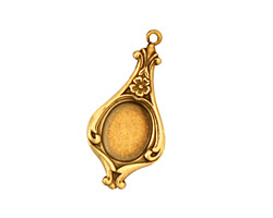 Stampt Antique Brass Floral Pendulum Oval Setting 8x10mm