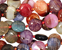 Rainbow Fire Agate Puff Coin 12mm