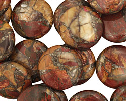 Red Creek Jasper w/ Pyrite Puff Coin 25mm