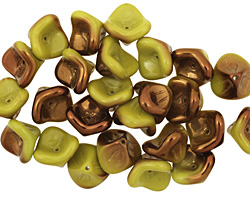 Czech Glass Luster Verde 3 Petal Bellflower 9x11mm