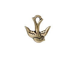 TierraCast Antique Brass (plated) Swallow Charm 16mm