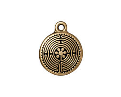 TierraCast Antique Gold (plated) Labyrinth Charm 16x20mm