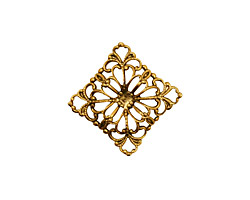Stampt Antique Gold (plated) Floral Square Filigree 15mm