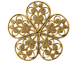 Stampt Antique Gold (plated) Wild Rose Filigree 35mm