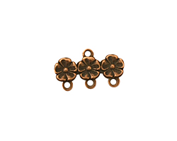 Stampt Antique Copper (plated) African Violets Row 3 Ring Connector 19x11mm