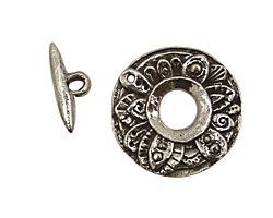 Green Girl Pewter Round Floral Toggle Clasp 23mm, 16mm Bar