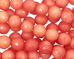 Coral, Pink Faceted Round 8mm