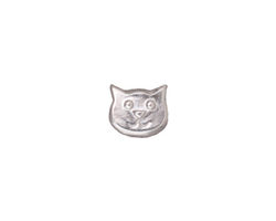 TierraCast Rhodium (plated) Cat Face Bead 9x10mm