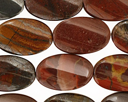 Red Tiger Iron Twisted Flat Oval 20x13mm