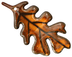 C-Koop Enameled Metal Rust Orange Large Oak Leaf 33x63mm