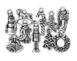 TierraCast Antique Silver (plated) Christmas Charm Set