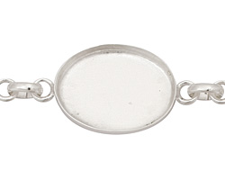 Silver (plated) Oval Bezel Link Bracelet 24x18mm