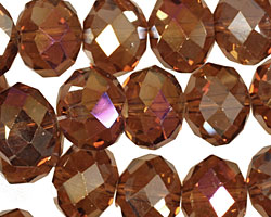 Dark Topaz AB Crystal Faceted Rondelle 14mm