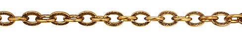 Antique Gold (plated) Large Flat Oval Floral Etched Cable Chain