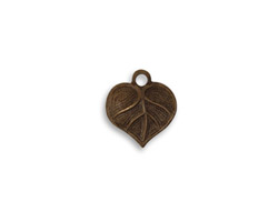 Vintaj Natural Brass Teensie Nouveau Leaf Charm 12x13mm