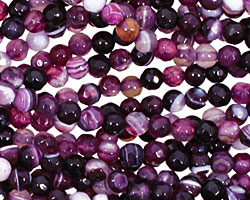 Purple Line Agate Faceted Round 4mm