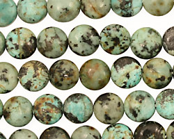 African Turquoise Puff Coin 8mm