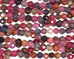 Multi Stone (Ruby & Sapphire) Faceted Round 4mm