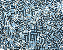 TOHO Higher Metallic Frosted Mediterranean Blue Triangle 11/0 Seed Bead