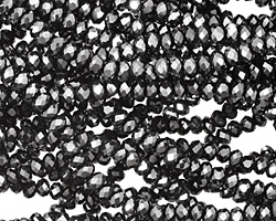 Jet Hematite Crystal Faceted Rondelle 3mm
