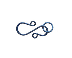 Blue Enameled Copper S Clasp 20x13mm, 8mm ring