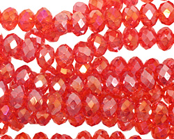 Siam Ruby AB Crystal Faceted Rondelle 6mm