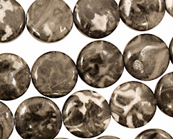 Black Tree Agate Puff Coin 12mm