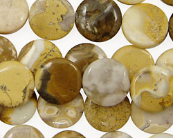 Yellow Conglomerate Jasper Puff Coin 12mm