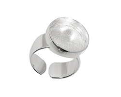 Silver (plated) Adjustable Ring Circle Bezel 17mm