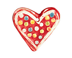 Jangles Ceramic Red Heart Pendant 40-43x35-36mm