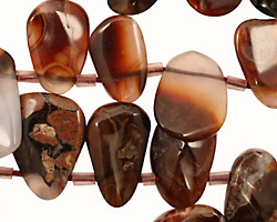 Mexican Fire Agate Polished Pebble Drops (w/ spacers) 8-14x11-23mm