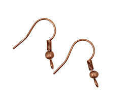 Antique Copper (plated) Ear Wire w/ Coil & Ball