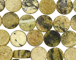 Yellow Turquoise Puff Coin 12mm