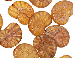 Czech Glass Butterscotch Ammonite 20x13mm