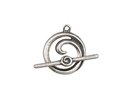Antique Silver (plated) Simple Spiral Toggle Clasp 18x16mm, 24mm bar