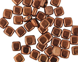 Czech Glass Dark Bronze 2-Hole Tile 6mm
