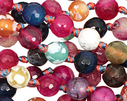 Multi-Color Fire Agate (bright) Faceted Round 8mm