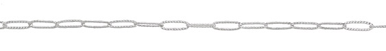 Silver (plated) Textured Long Oval Cable Chain