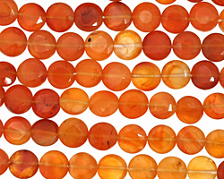 Carnelian (natural-orange) Faceted Puff Coin 5-6mm